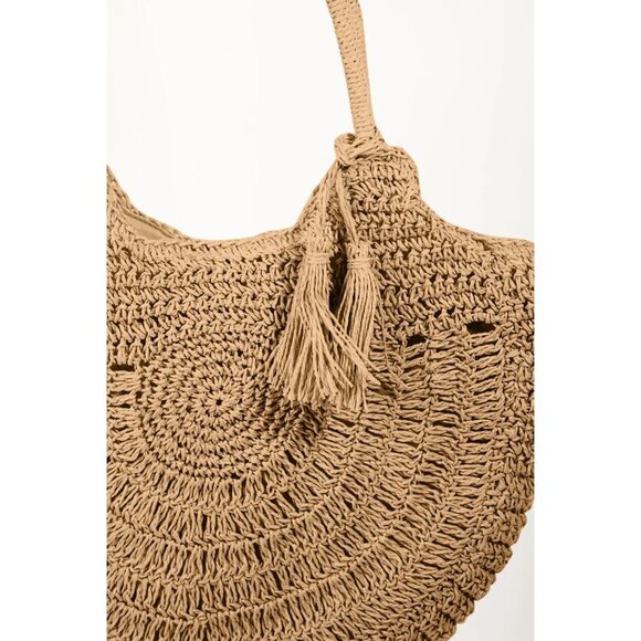 Fame Straw Braided Tote Bag with Tassel - Picture 3 of 4